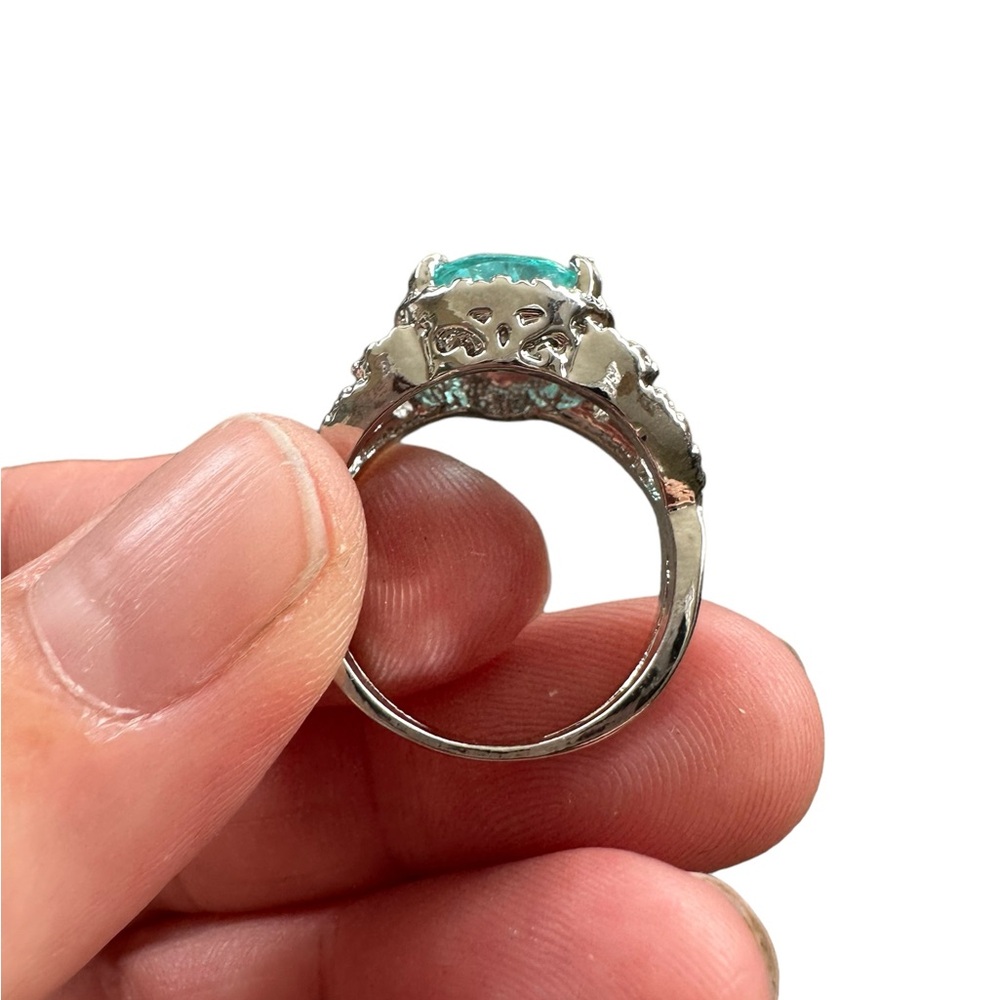Light Turquoise Teardrop Gemstone Silver Ring - Picture 5 of 7